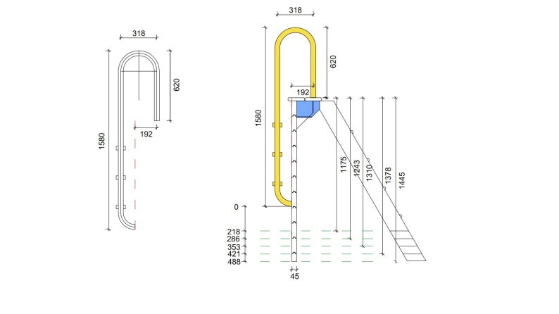 Escalera de piscina de acero inoxidable de 3 peldaños