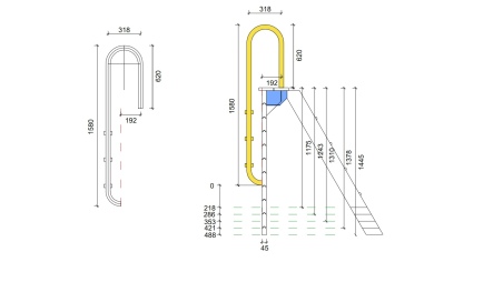 Escalera de piscina de acero inoxidable de 3 peldaños