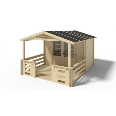 Caseta de jardín de madera-3x2 m - 12 m2 con terraza