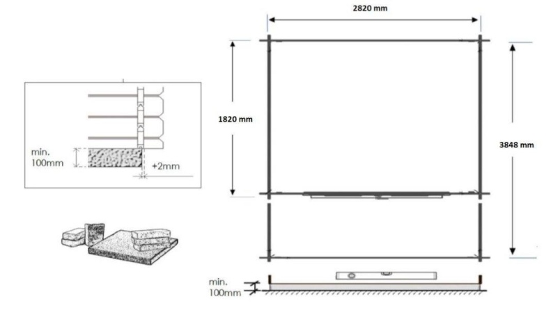 Caseta de jardín de madera-3x2 m - 12 m2 con terraza