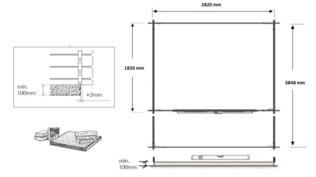 Caseta de jardín de madera-3x2 m - 12 m2 con terraza