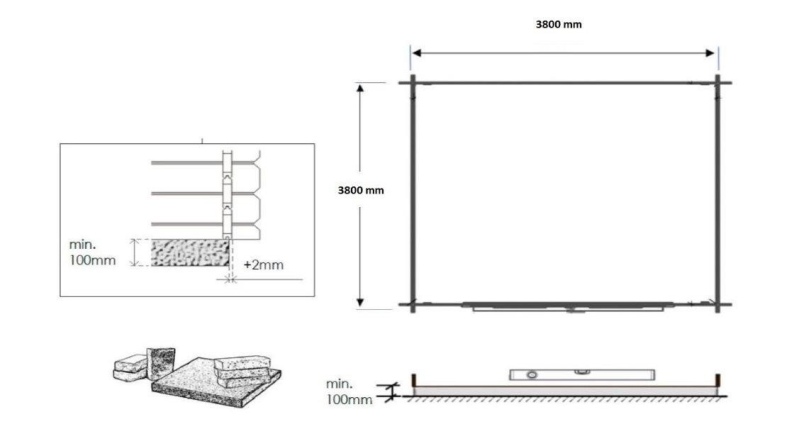 Caseta de jardín de madera 16 m2 - 4x4 m - 40 mm