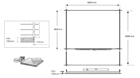 Caseta de jardín de madera-5x5 m - 35 m2 con terraza- Impregnada