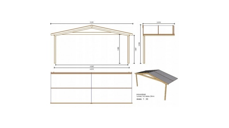 Caseta de jardín de madera-5x5 m - 35 m2 con terraza- Impregnada