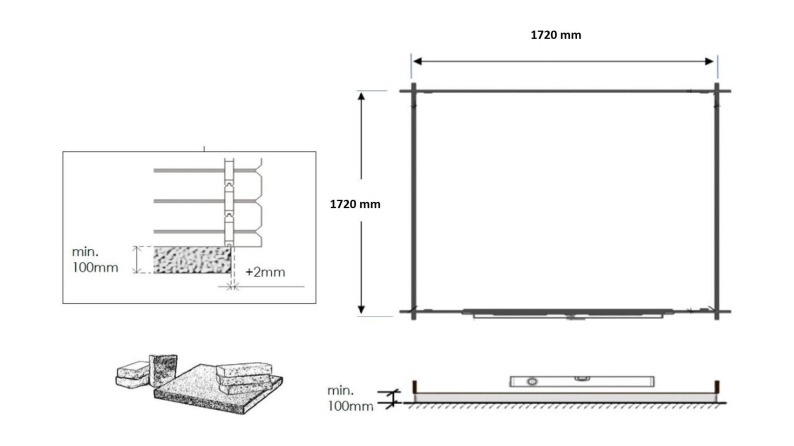 Caseta de jardin de madera 3.61 m2 - 1.9x1.9 m - 28 mm  