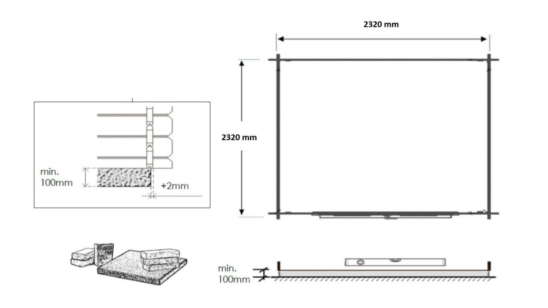 Caseta de jardin de madera 6.25 m2 - 2.5x2.5 m - 28 mm  
