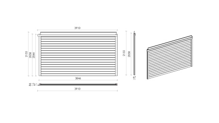 Pared para la caseta 28 mm - 3.85xh.2.15 m  - tratada.