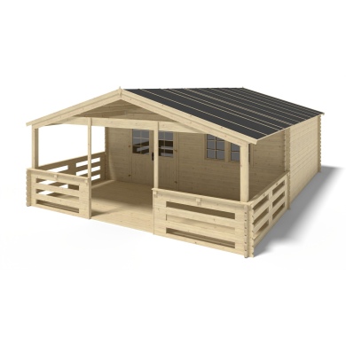 Caseta de jardín de madera-6x5 m - 48 m2 con terraza