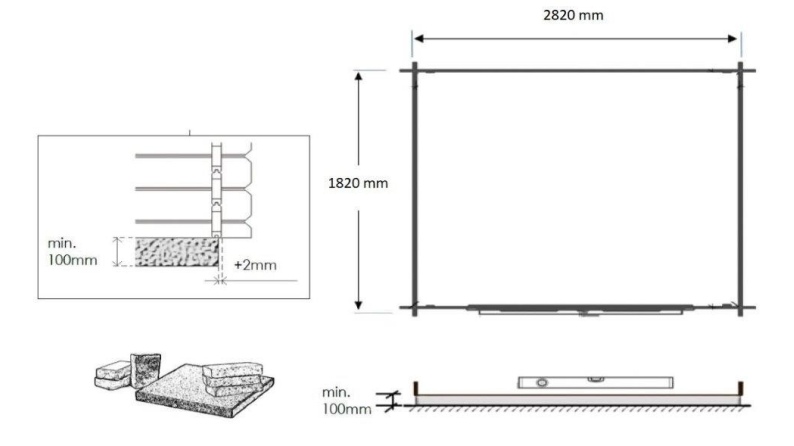 Caseta de jardin de madera 6 m2 - 3x2 m - 28 mm  