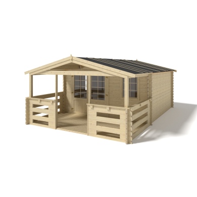 Caseta de jardín de madera-4x4 m - 24 m2 con terraza