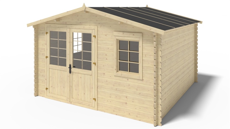 Caseta de jardín de madera-4x4 m - 24 m2 con terraza