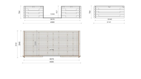 Caseta de jardín de madera-4x4 m - 24 m2 con terraza
