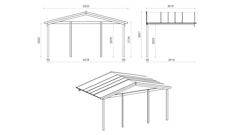 Caseta de jardín de madera-5x4 m - 35 m2 con terraza