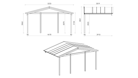 Caseta de jardín de madera-5x5 m - 40 m2 con terraza