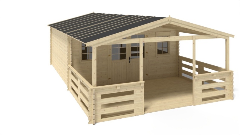 Caseta de jardín de madera-5x5 m - 40 m2 con terraza