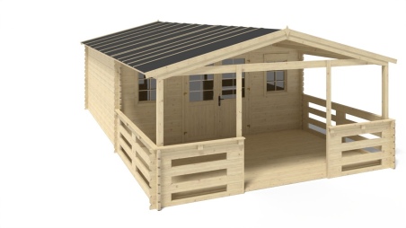 Caseta de jardín de madera-5x5 m - 40 m2 con terraza