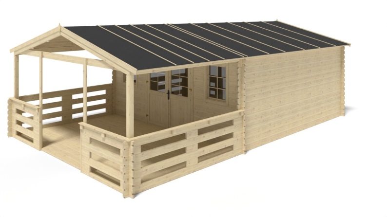 Caseta de jardín de madera-5x5 m - 40 m2 con terraza