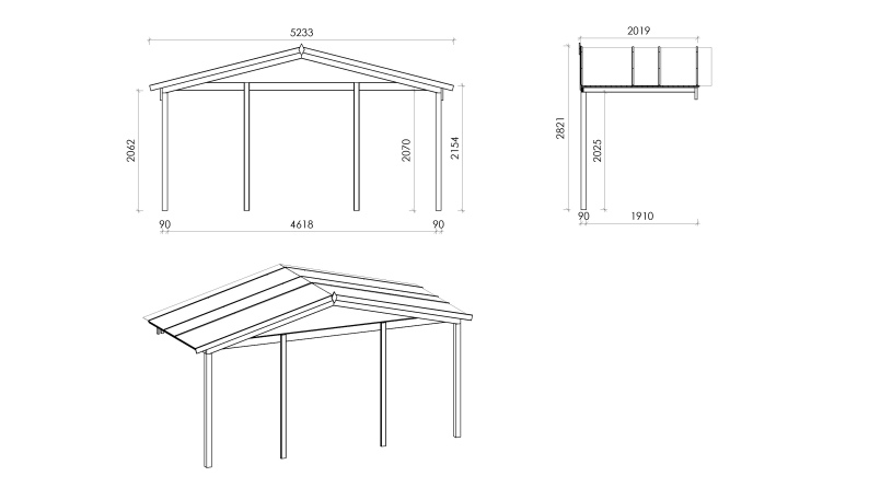 Caseta de jardín de madera-5x4 m - 30 m2 con terraza