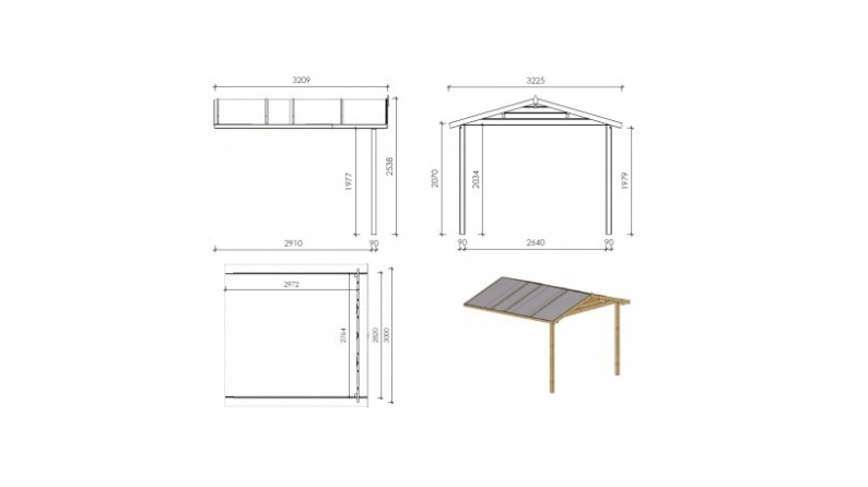 Caseta de jardín de madera-3x2 m - 15 m2 con terraza