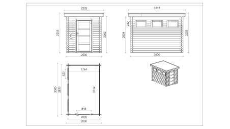 Caseta de jardín de madera 6 m2 - 2x3 m - 28 mm - impregnada
