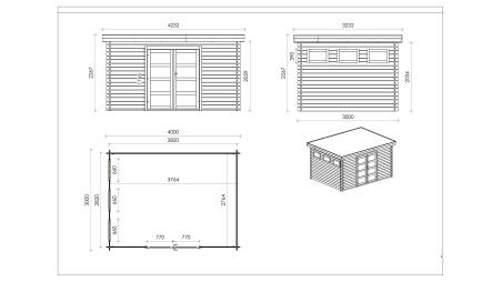 Caseta de jardín de madera 12 m2 - 4x3 m - 28 mm - impregnada