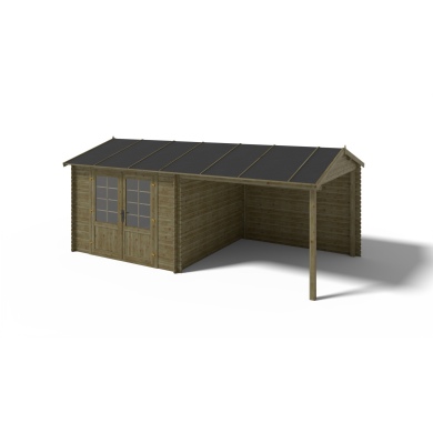 Caseta de jardín de madera 18 m2 - 5.79x3 m - 28 mm - impregnada