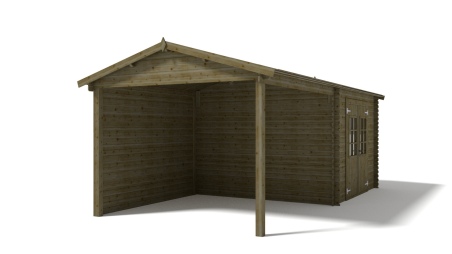 Caseta de jardín de madera 18 m2 - 5.79x3 m - 28 mm - impregnada