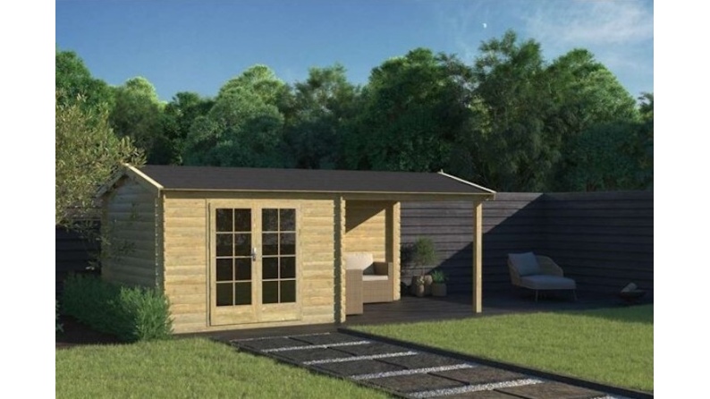 Caseta de jardín de madera 18 m2 - 5.79x3 m - 28 mm - impregnada