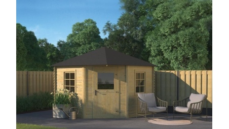 Caseta de jardín de madera 7.3 m2 - 3x3 m - 28 mm - impregnada