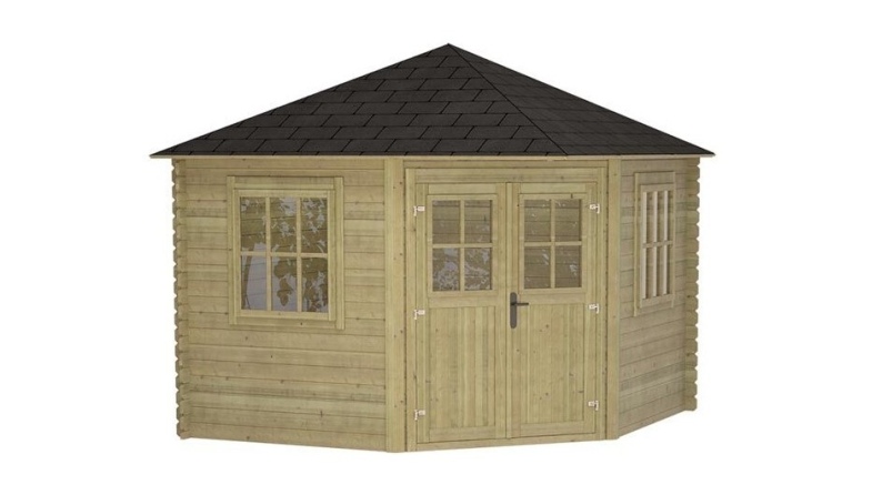 Caseta de jardín de madera 7.3 m2 - 3x3 m - 28 mm - impregnada