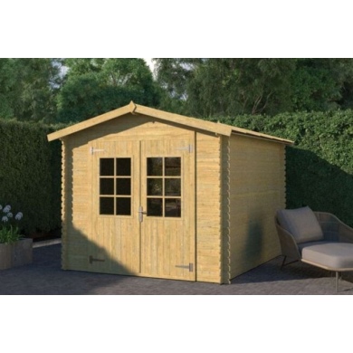 Caseta de jardín de madera 7.38 m2 - 2.46x3 m - 19 mm - impregnada