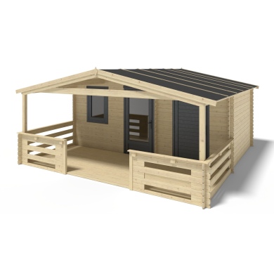 Caseta de jardín de madera-5x3 m - 25 m2 con terraza