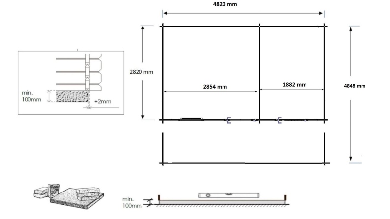 Caseta de jardín de madera-5x3 m - 25 m2 con terraza