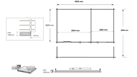 Caseta de jardín de madera-5x3 m - 25 m2 con terraza
