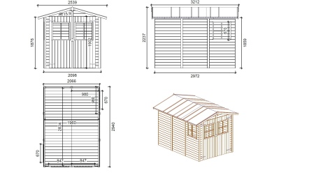 Caseta de jardín de madera 6 m2 - 2.07x2.94 m - 18 mm