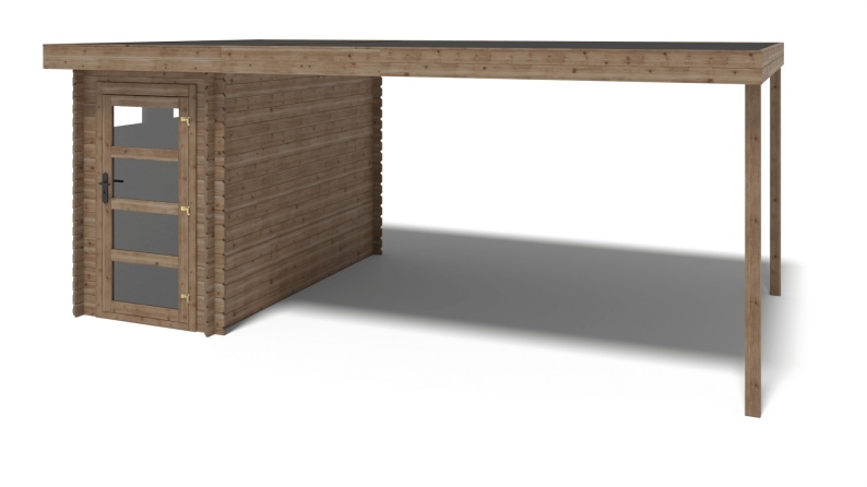 Caseta de jardín de madera 16 m2 - 5.5x3 m - 28 mm - impregnada