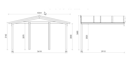 Caseta de jardín de madera-4x4 m - 28 m2 con terraza