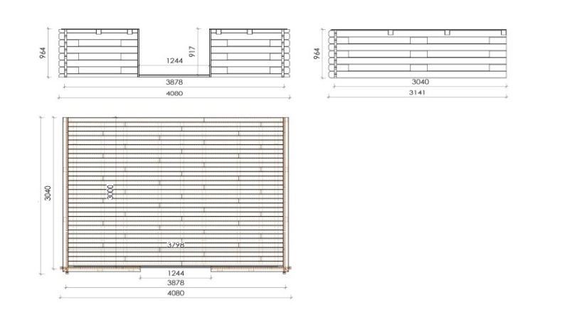 Caseta de jardín de madera-4x4 m - 28 m2 con terraza
