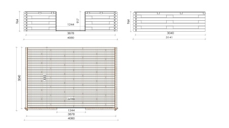 Caseta de jardín de madera-4x4 m - 28 m2 con terraza