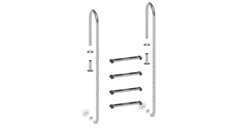 Escalera de 4 peldaños de acero inoxidable