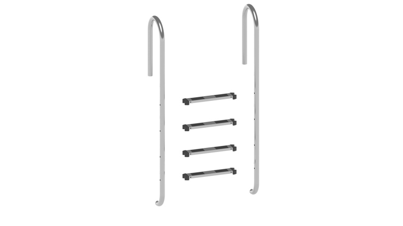 Escalera de 4 peldaños de acero inoxidable