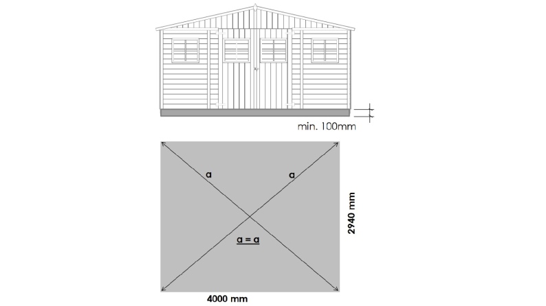 Caseta de jardín de madera 11.88 m2 - 4x2.97 m - 16 mm