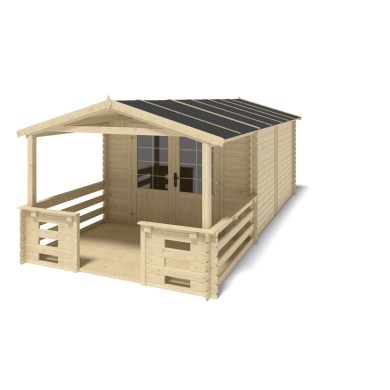 Caseta de jardín de madera-3x4 m - 18 m2 con terraza