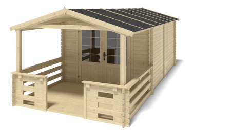 Caseta de jardín de madera-3x4 m - 18 m2 con terraza