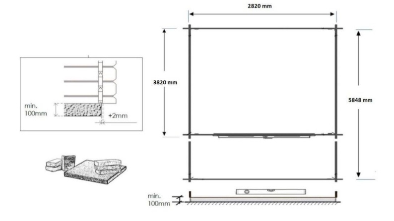 Caseta de jardín de madera-3x4 m - 18 m2 con terraza
