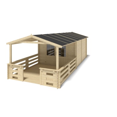 Caseta de jardín de madera-3x4 m - 21 m2 con terraza