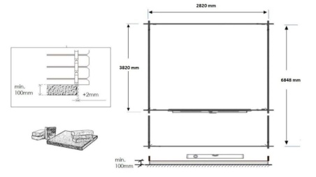 Caseta de jardín de madera-3x4 m - 21 m2 con terraza