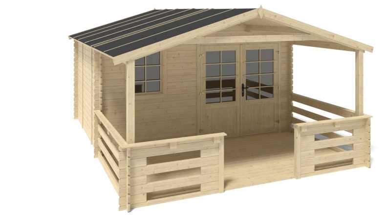 Caseta de jardín de madera-4x3 m - 20 m2 con terraza