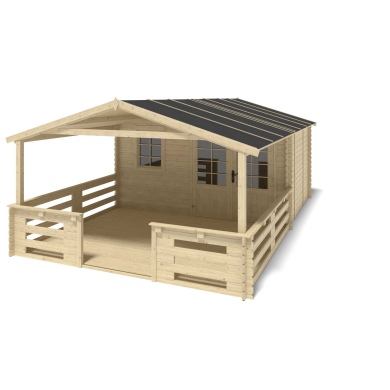 Caseta de jardín de madera-4x3 m - 24 m2 con terraza