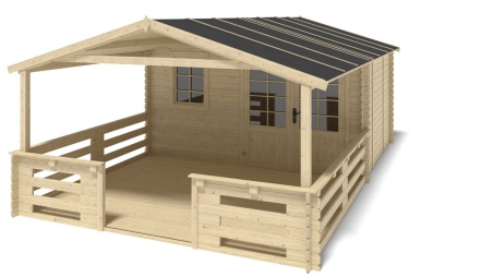 Caseta de jardín de madera-4x3 m - 24 m2 con terraza